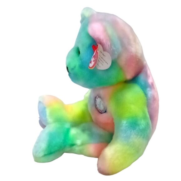 Vintage TY B.B. Bear the Birthday Bear Beanie Buddy 2001 Rainbow Coloured 14" - Picture 4 of 10